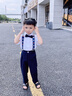 羅蒙男童西裝套裝兒童花童小童周歲生日男寶寶小男孩短袖禮服夏季 白短袖+藏青長(zhǎng)褲+五角星背帶+領(lǐng)結(jié) 100 曬單實(shí)拍圖