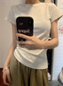 燦圖韓系純色正肩短袖t恤女裝夏季新款內搭打底衫百搭修身顯瘦上衣服 花灰色 M 曬單實(shí)拍圖