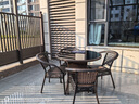 藤印象庭院桌椅套裝戶(hù)外陽(yáng)臺露天休閑茶桌椅室外編藤椅家用藤椅三件套 4椅+90黑玻璃圓桌【送坐墊】 曬單實(shí)拍圖