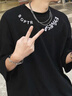 魯雅爾美式潮流復古高街重磅短袖t恤男夏季百搭寬松內搭痞帥ins打底衫 黑色 XL 曬單實(shí)拍圖