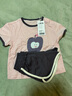 迷你巴拉短袖套裝男女童寶寶純棉印花運動(dòng)兩件套寬松春夏童裝 鐵灰色 90 曬單實(shí)拍圖