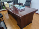 榮將新中式老板桌辦公桌仿實(shí)木油漆輕奢大班臺辦公室主管桌2.4m含雙柜 曬單實(shí)拍圖