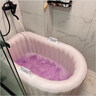 自動(dòng)充氣泡澡桶折疊浴缸成人可坐浴盆嬰兒童洗澡盆游泳桶游泳池 【一鍵自動(dòng)閃充云感浴缸】煙霞粉 基礎款（坐墊+排水） 曬單實(shí)拍圖