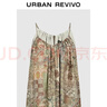 UR2026春季新款女裝休閑復古印花吊帶超寬松連衣裙UWH760003+ 深棕綠印花 (偏寬松) L 曬單實(shí)拍圖