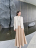 歌力思（ELLASSAY）【博主同款】秋季新款綿羊毛曠野美拉德優(yōu)雅顯瘦半身裙女 卡其色 S 曬單實拍圖