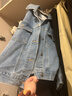 太平鳥(niǎo)女裝短外套牛仔女秋裝寬松時(shí)尚ins牛仔藍上衣 牛仔藍 L 曬單實(shí)拍圖