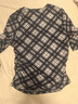 三彩2026春季新款網(wǎng)紗格紋T恤圓領(lǐng)短袖上衣修身女 黑米格紋 XL 170/92A 曬單實(shí)拍圖