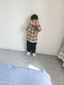 哈利城堡兒童套裝春裝新款0-5歲中小童男童寶寶格子襯衣純棉T恤褲子三 桔色 110 曬單實(shí)拍圖