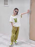 芭菲悅女童夏裝套裝中大童夏季女裝兒童裝女孩短袖t恤長(cháng)褲兩件套衣服 R兔套裝-綠 120 建議身高105-115CM左右 曬單實(shí)拍圖