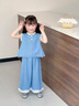 G.duck小黃鴨童裝女童夏裝套裝兒童服裝夏季薄款牛仔兩件套女孩夏天衣服 淺藍色 90 cm 曬單實(shí)拍圖