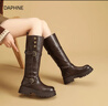 DAPHNE達芙妮棕色長(cháng)筒靴女靴2026新款春季長(cháng)靴厚底增高騎士靴美拉德靴子 曬單實(shí)拍圖