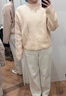 優(yōu)衣庫女裝舒芙蕾半高領(lǐng)針織衫/毛衣毛衫479158 10 水粉色 S /155/80A 曬單實(shí)拍圖