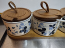舍里復古中式陶瓷調味罐套裝收納罐子帶蓋防潮調料儲存罐高級感調味瓶 套三（調味罐*3+勺子*3+竹木托盤(pán)*1） 精美彩盒|帶托盤(pán)帶勺 曬單實(shí)拍圖