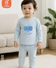 貝瑞加（Babyprints）兒童內衣套裝男女寶寶秋衣秋褲2件套純棉家居服上衣褲子 藍象100 曬單實(shí)拍圖