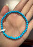 LOUIS WATER綠松石手串男女原礦高瓷藍湖北十堰果凍料招財手鏈轉運珠生日禮物 【3mm】素圈款16-17手圍 曬單實(shí)拍圖