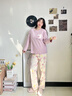 媞妮歐（DINIO）2026新款純棉帶胸墊睡衣女款春秋季長(cháng)袖圓領(lǐng)家居服套裝甜美休閑 曬單實(shí)拍圖