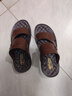 蜻蜓牌夏季男士沙灘鞋真皮透氣特大碼軟皮軟底休閑室外涼拖兩穿皮涼鞋男 棕色 38 曬單實(shí)拍圖