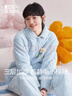 紅豆（Hodo）女士珊瑚絨夾棉睡衣三層加厚保暖冬季抗靜電少女可外穿家居服套裝 鹽系藍 L (165) 曬單實(shí)拍圖