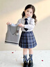 靚貝城堡女童套裝春秋款2026新款洋氣時(shí)髦小女孩學(xué)院風(fēng)春裝兒童三件套裙子 三件套+領(lǐng)帶 110 曬單實(shí)拍圖