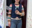 Teenie Weenie小熊女裝春秋青春活力多巴胺條紋刺繡開(kāi)衫毛衣針織衫 撞色 S 曬單實(shí)拍圖