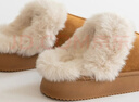 水星家紡棉拖鞋秋冬女男情侶冬季家居棉拖鞋室內保暖棉拖鞋 棕36-37碼 曬單實(shí)拍圖