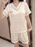 雅鹿睡衣女2026新款冰絲夏季短袖套裝女士夏天性感薄超家居服 2135-香檳色【短袖短褲】 M 適合體重80-100斤 曬單實(shí)拍圖