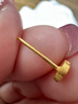 六福珠寶光影金足金小精致CNC炫彩工藝黃金耳釘單只GJA0092DS 總重0.27克 十字花 配硅膠耳堵 曬單實(shí)拍圖