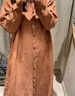 MUJI 女式 漢麻水洗 長(cháng)袖襯衫連衣裙 女裝裙子 26年春季新品 BC2R2A6S 深橙色 M （160/84A） 曬單實(shí)拍圖