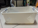 名創(chuàng  )優(yōu)品同款 雜物收納筐塑料桌面收納盒廚房櫥柜零食玩具整理筐 奶油色高款特大號 36.5 * 25.5 * 14 曬單實(shí)拍圖