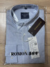 羅蒙（ROMON）純棉牛津紡長(cháng)袖襯衫男士春秋款中青年翻領(lǐng)商務(wù)休閑百搭工裝襯衣男 1022藍白條 39 曬單實(shí)拍圖