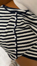 伊芙麗朱珠代言條紋開(kāi)衫百搭職場(chǎng)鏤空顯瘦花邊針織衫秋新款女 黑色 偏大 拍小一碼 S 80-105斤 曬單實(shí)拍圖