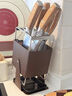 ZOZX刀具收納架刀架菜刀收納架旋轉刀架廚房臺面刀具瀝水收納架 加厚旋轉【木紋色刀架】 曬單實(shí)拍圖