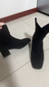 千百度女鞋秋冬時(shí)裝靴時(shí)尚彈力襪靴瘦瘦靴子短靴粗跟中筒加絨爆款 黑色(薄絨) 38 曬單實(shí)拍圖