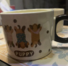 可愛(ài)臘腸狗水杯陶瓷馬克杯咖啡杯生日禮物高顏值男女生伴手禮 波點(diǎn)臘腸狗（棕色把手）-單杯 曬單實(shí)拍圖