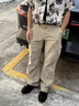 NEIGBORL【牧馬人】釗叔制復古重工百搭休閑褲水洗多口袋寬松男女工裝褲子 卡其色 L 曬單實(shí)拍圖