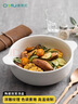 奧美優(yōu)（AOmeiyou）陶瓷雙耳湯碗創(chuàng  )意防燙大碗日式泡面碗大容量湯盆烤碗簡(jiǎn)約白色 曬單實(shí)拍圖