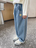 歐姆熊女童春秋款牛仔褲2025新款女寶寶長(cháng)褲小童秋季兒童裝秋裝直筒褲子 藍色 120 曬單實(shí)拍圖