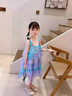 G.duck小黃鴨童裝女童連衣裙夏季新款美人魚(yú)公主裙兒童裙子夏天吊帶裙女 藍色裙子 90 建議1~2歲（80-90cm） 曬單實(shí)拍圖