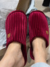 OLOEY紅拖鞋結婚拖鞋一對婚慶陪嫁喜慶晨袍婚鞋居家紅色喜拖鞋新婚用品 2雙裝】新娘+新郎【新婚陪嫁情侶棉拖鞋】 38-39 38-39+男44-45（適37+38＋43-44腳） 曬單實(shí)拍圖