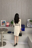 晨芙名媛小香風(fēng)假兩件職業(yè)裝連衣裙女修身氣質(zhì)包臀裙主持人酒店工作服 米色 L 建議100-110斤 曬單實(shí)拍圖