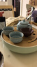 陶瓷茶盤(pán)現代功夫茶具家用茶盤(pán)圓形茶海創(chuàng  )意竹木質(zhì)干泡臺托盤(pán) 日月梅子青 中號25cm 曬單實(shí)拍圖