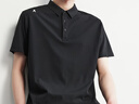 太平鳥(niǎo)男裝polo衫【70D高彈絲】翻領(lǐng)修身休閑短袖 黑色（第二批）  L  曬單實(shí)拍圖