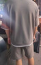 貓人（MiiOW）套裝男士夏季短袖T恤短褲跑步百搭戶(hù)外運動(dòng)休閑兩件套 灰杏 L 曬單實(shí)拍圖