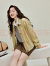 茵曼（INMAN）2026春季女裝新款100棉復古休閑收褶短款外套落肩寬松上衣 淺卡其 L 168-172cm /121-130斤 曬單實(shí)拍圖