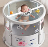 iuu嬰兒游泳桶免安裝 兒童洗澡桶 可折疊泡澡桶家用新生兒游泳池浴桶 【免安裝-透明】巨無(wú)霸+游泳圈 母嬰級面料，耐磨穩固防變形 曬單實(shí)拍圖