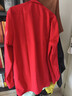 皮爾卡丹（pierre cardin）春秋款棉白襯衫男士長(cháng)袖商務(wù)正裝加大碼休閑純色襯衣男 大紅色-直擺  43 建議160-175斤 曬單實(shí)拍圖