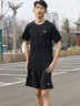 安踏（ANTA） 兩件套 運動(dòng)套裝男夏季新款冰絲速干透氣運動(dòng)服父親節爸爸套裝 【店內爆款-清涼冰絲】黑T+梭織五分褲 XL/180 曬單實(shí)拍圖