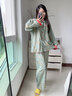 族瑪士2026新款淺春系睡衣女春秋季純棉高級感夏季大碼可外穿家居服套裝 S83572#迷霧森林綠 M 【建議154-165CM/80-120斤】 曬單實(shí)拍圖