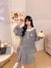 雅鹿睡裙女春秋季長(cháng)袖睡衣2026年新款棉質(zhì)休閑居家服可愛(ài)卡通花邊純色 4022HS 蕾絲小貓裙 深灰色 M 適合體重90-110斤 曬單實(shí)拍圖