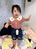 幼歌（YOUGE）嬰幼繡花娃娃領(lǐng)泡泡袖短袖襯衫甜美上衣 牛仔藍短褲 110 cm 曬單實(shí)拍圖
